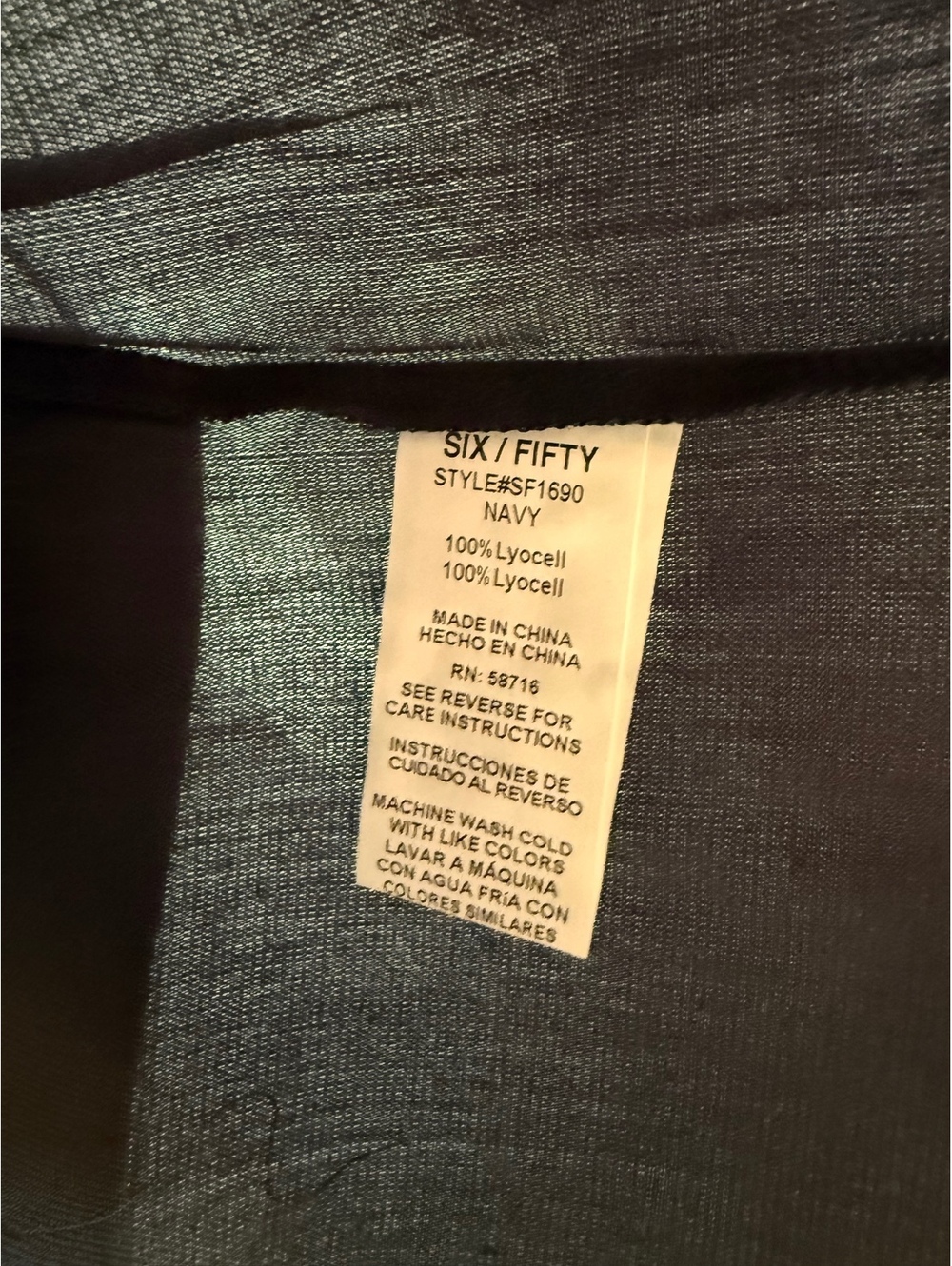 NWT SixFifty Navy Pocket Blouse High Low Hem Size XS - Picture 6 of 7